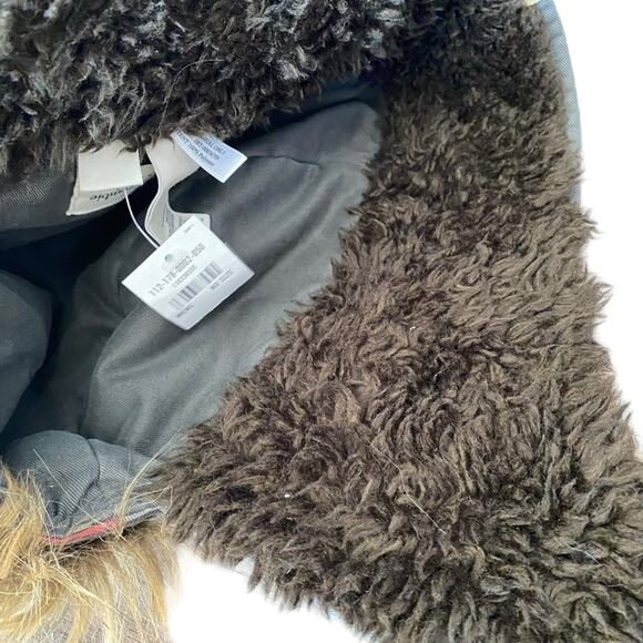 Abercrombie & Fitch Plaid Trapper Faux Fur Hat NWTS Red Gray One Size o/s